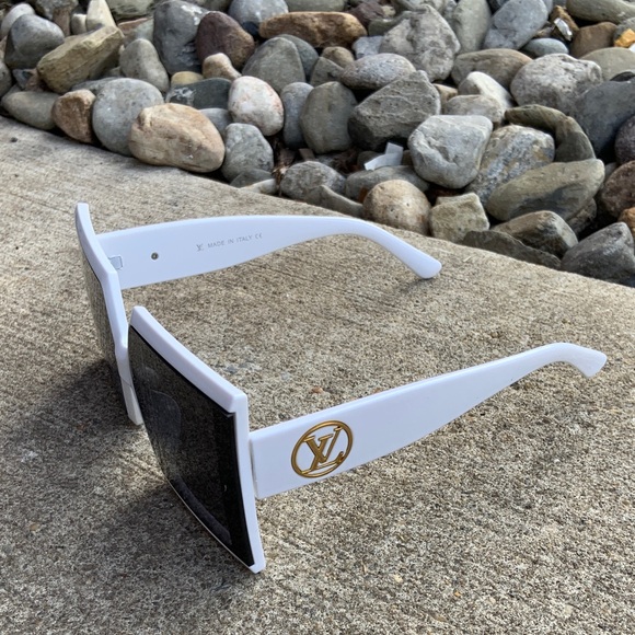 Louis Vuitton White Sunglasses with Gold Emblem - Picture 1 of 4
